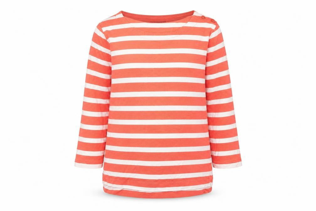 Gap Girls Pink Striped Cotton Basic Blouse Size 13 Years Boat Neck Pullover