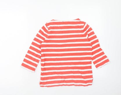 Gap Girls Pink Striped Cotton Basic Blouse Size 13 Years Boat Neck Pullover