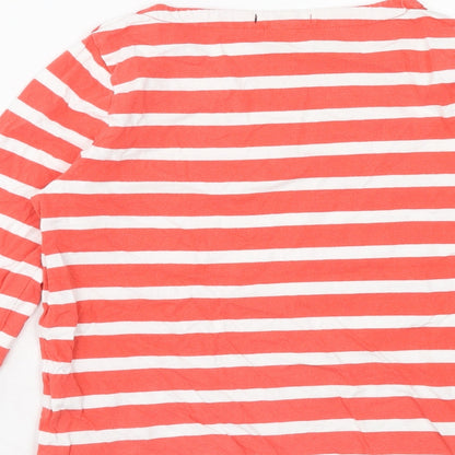 Gap Girls Pink Striped Cotton Basic Blouse Size 13 Years Boat Neck Pullover