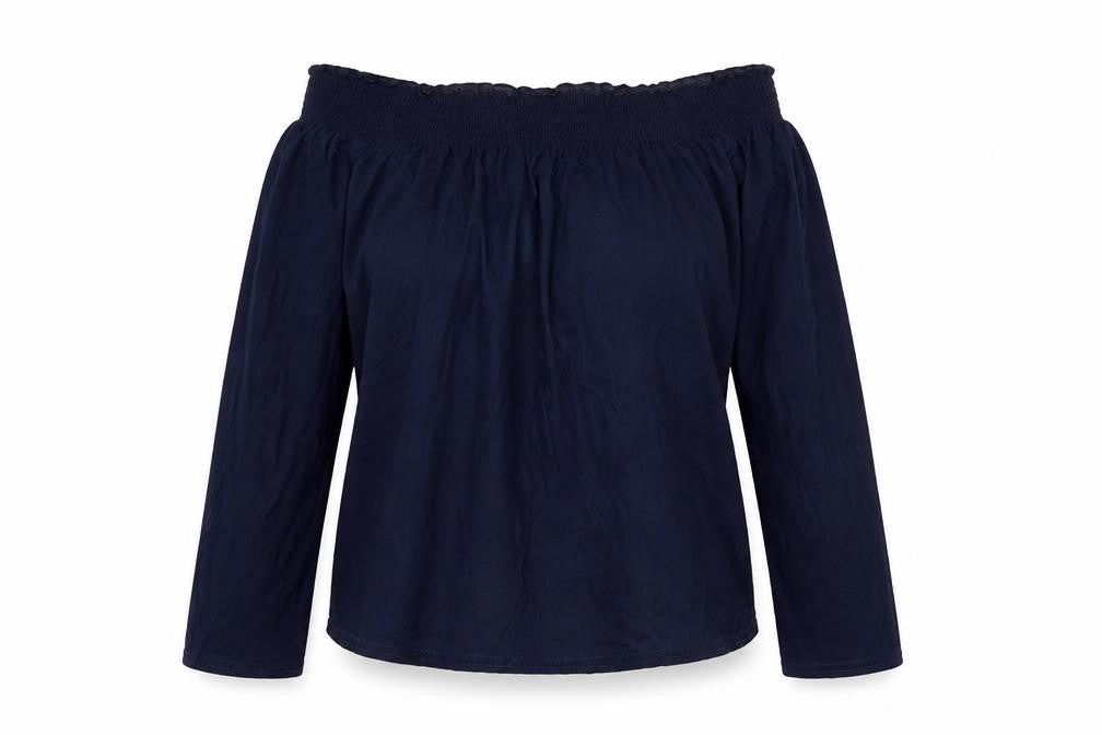 Boohoo Womens Blue Viscose Basic Blouse Size 8 Boat Neck