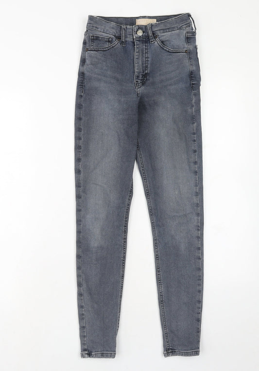 Topshop Womens Grey Cotton Skinny Jeans Size 25 in L32 in Regular Zip