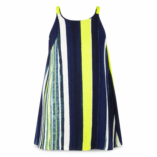 Womens Blue Striped Polyester Trapeze & Swing Size 12 Round Neck Pullover