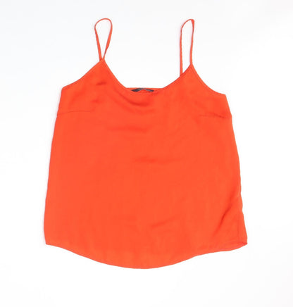 Marks & Spencer Womens Orange Polyester Basic Tank Size 10 Round Neck