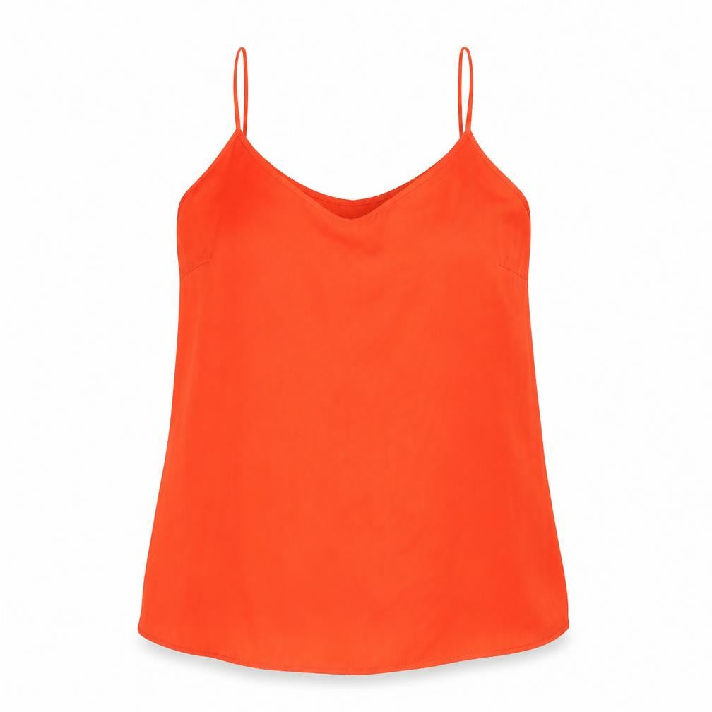 Marks & Spencer Womens Orange Polyester Basic Tank Size 10 Round Neck