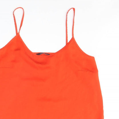 Marks & Spencer Womens Orange Polyester Basic Tank Size 10 Round Neck