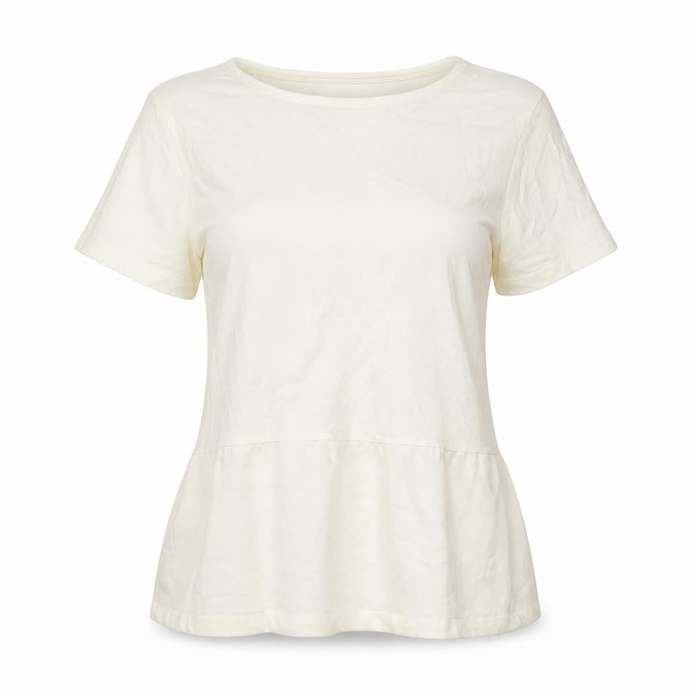 French Connection Womens Ivory Lyocell Basic T-Shirt Size M Round Neck