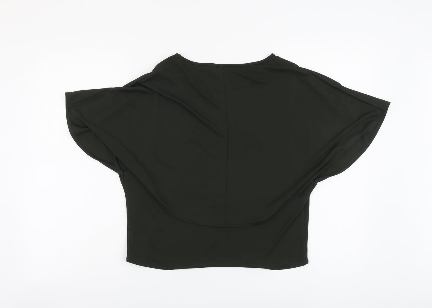 Topshop Womens Green Polyester Basic Blouse Size 6 Round Neck
