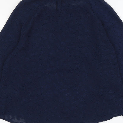 Marks & Spencer Womens Blue Animal Print Polyester Basic Blouse Size 8 Round Neck - Leopard Print