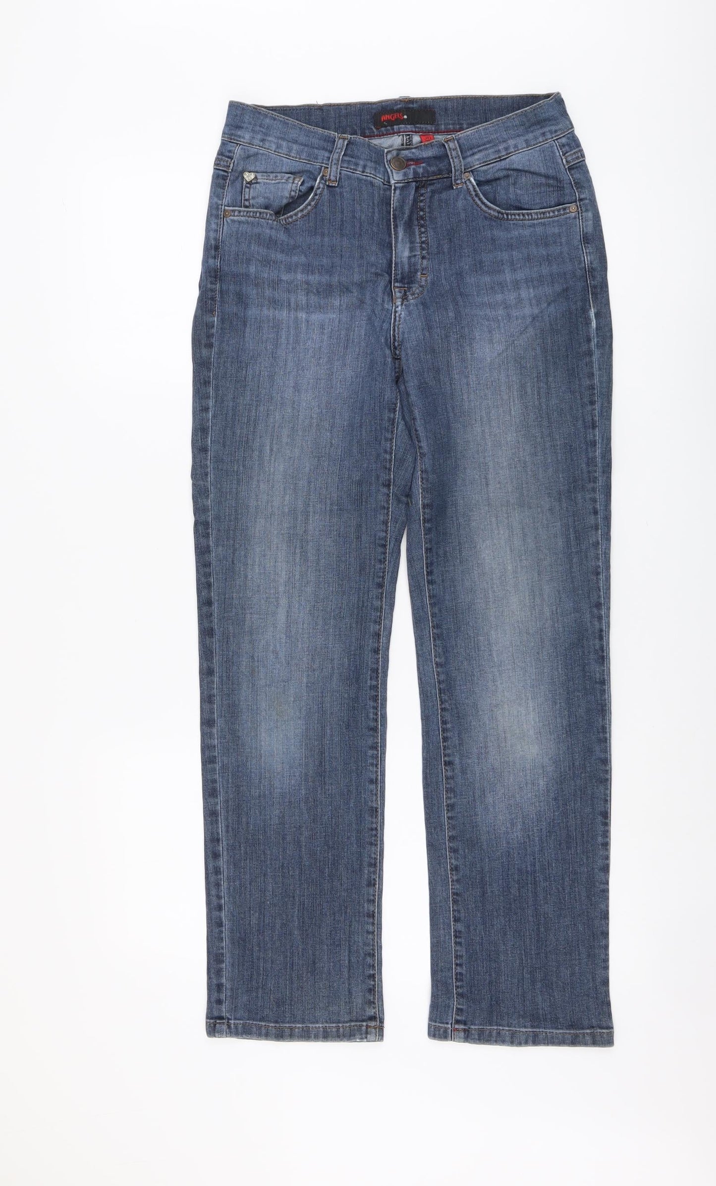 Angels Womens Blue Cotton Straight Jeans Size 28 in L28 in Regular Button