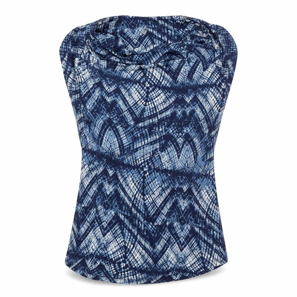 Ghost London Womens Blue Geometric Viscose Basic Blouse Size 14 Cowl Neck