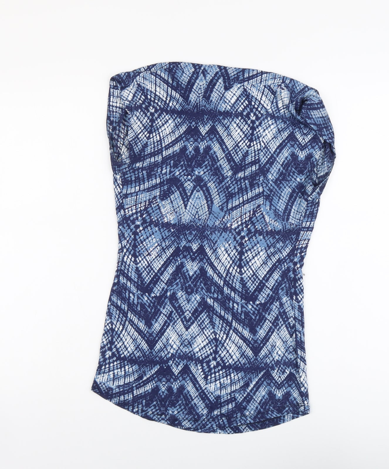 Ghost London Womens Blue Geometric Viscose Basic Blouse Size 14 Cowl Neck