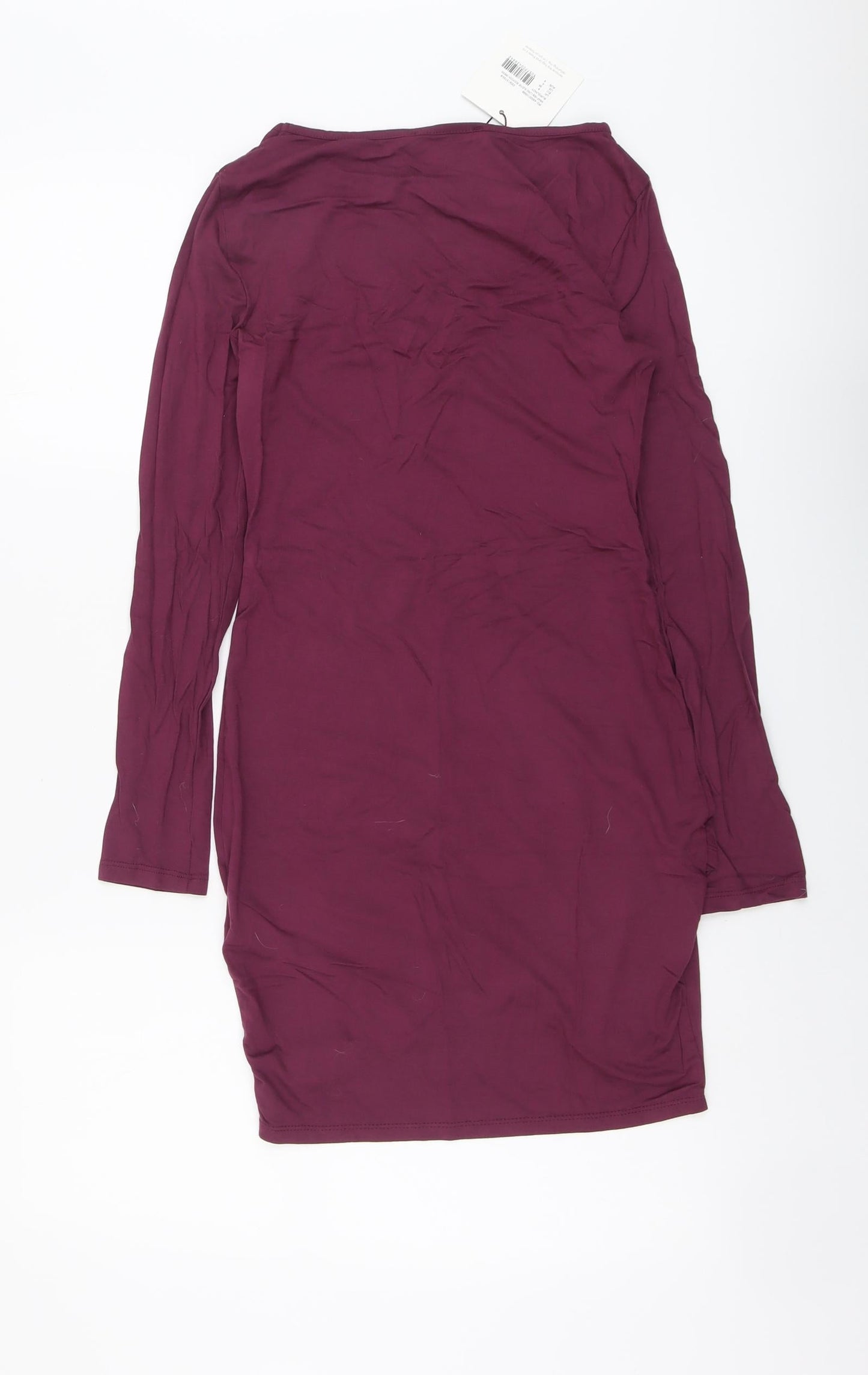 Missguided Womens Purple Viscose Bodycon Size 8 Round Neck Pullover