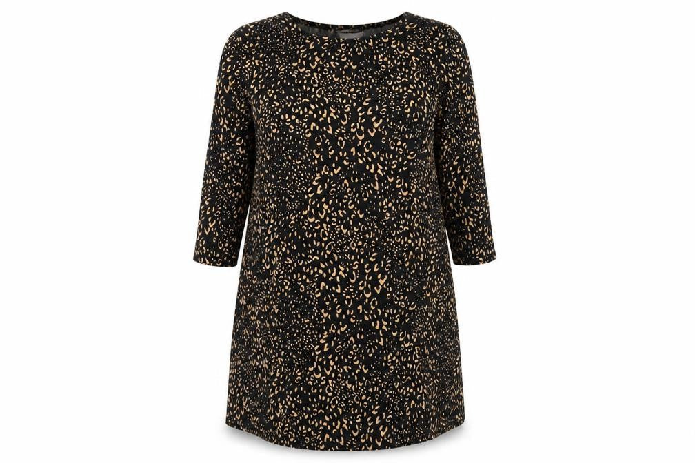 TU Womens Black Geometric Viscose A-Line Size 14 Round Neck Pullover