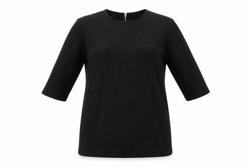 Topshop Womens Black Polyester A-Line Size 8 Round Neck Zip