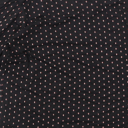 Principles Womens Black Geometric Viscose Basic Blouse Size 10 Scoop Neck - Sleeve Tie Detail