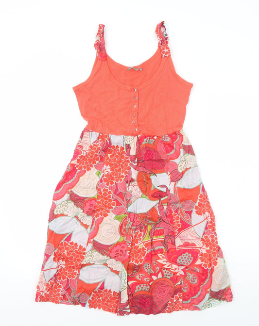 Sandwich Womens Orange Geometric Cotton Tank Dress Size 8 Round Neck Pullover