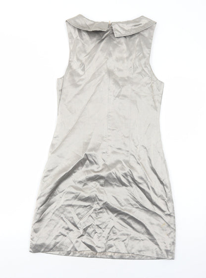 Oasis Womens Gold Polyester A-Line Size 10 Round Neck Zip
