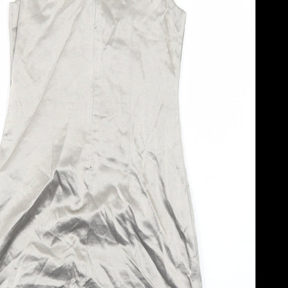 Oasis Womens Gold Polyester A-Line Size 10 Round Neck Zip