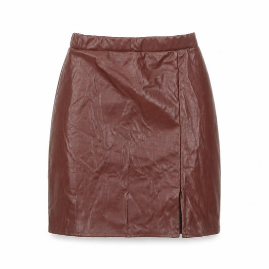 Missy Empire Womens Brown Polyurethane Mini Skirt Size 4 - Faux Leather