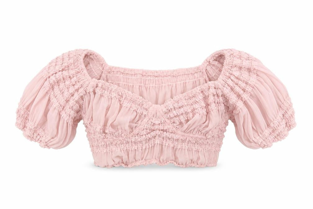 PRETTYLITTLETHING Womens Pink Polyester Cropped Blouse Size 6 Sweetheart