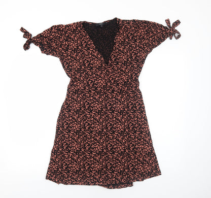 Next Womens Black Geometric Viscose Trapeze & Swing Size 10 V-Neck Pullover