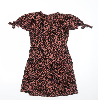 Next Womens Black Geometric Viscose Trapeze & Swing Size 10 V-Neck Pullover