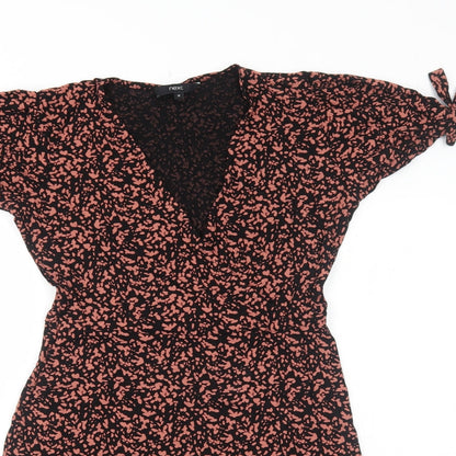 Next Womens Black Geometric Viscose Trapeze & Swing Size 10 V-Neck Pullover