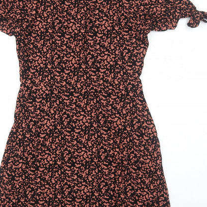 Next Womens Black Geometric Viscose Trapeze & Swing Size 10 V-Neck Pullover