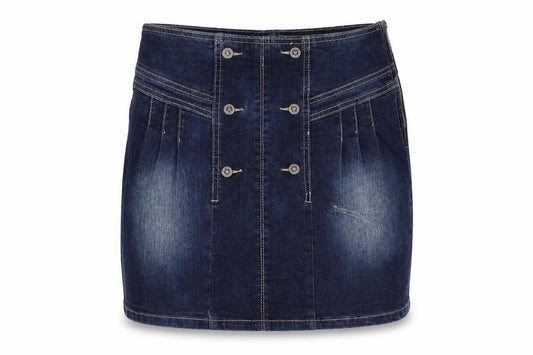 Facinate Womens Blue Cotton A-Line Skirt Size L Zip