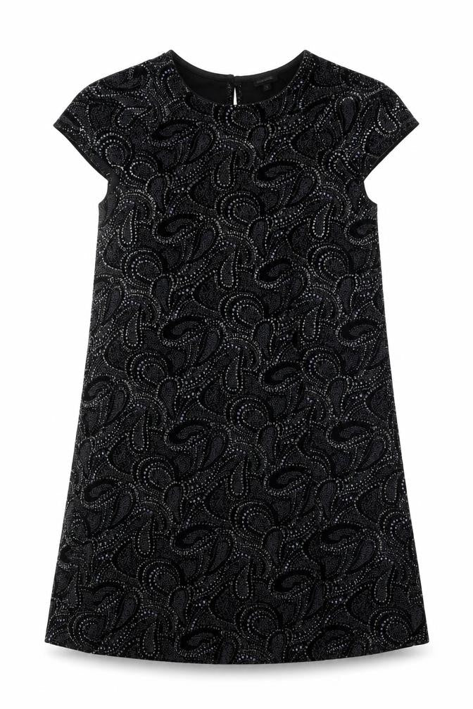 River Island Womens Black Geometric Polyester Shift Size 8 Round Neck Button