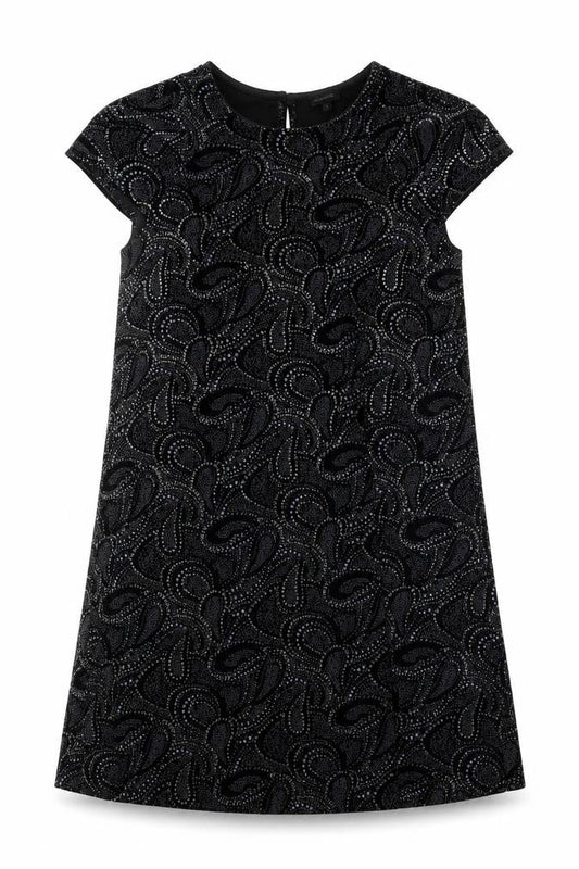 River Island Womens Black Geometric Polyester Shift Size 8 Round Neck Button