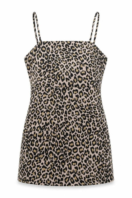 Womens Beige Animal Print Viscose Mini One Size Square Neck Zip