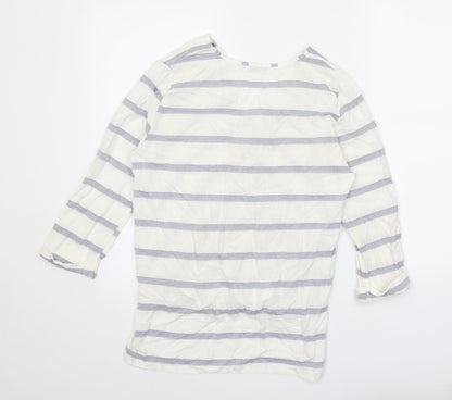 Paraphrase Womens White Striped Viscose Basic Blouse Size 10 V-Neck