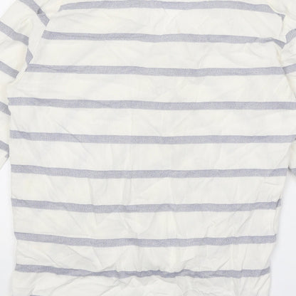 Paraphrase Womens White Striped Viscose Basic Blouse Size 10 V-Neck