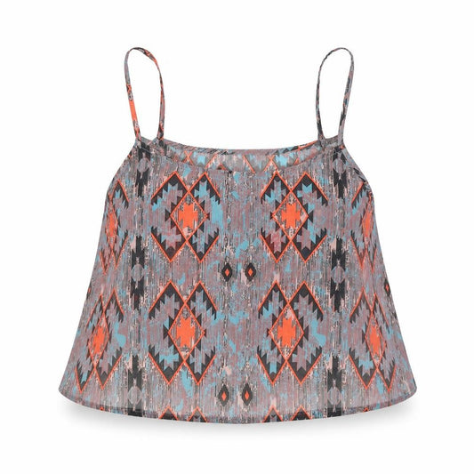 Boohoo Womens Grey Geometric Polyester Camisole Tank Size M Scoop Neck - Cropped