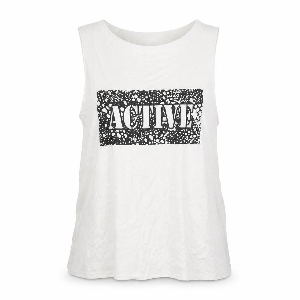 Studio Womens White 100% Cotton Basic Tank Size 12 Scoop Neck - Active