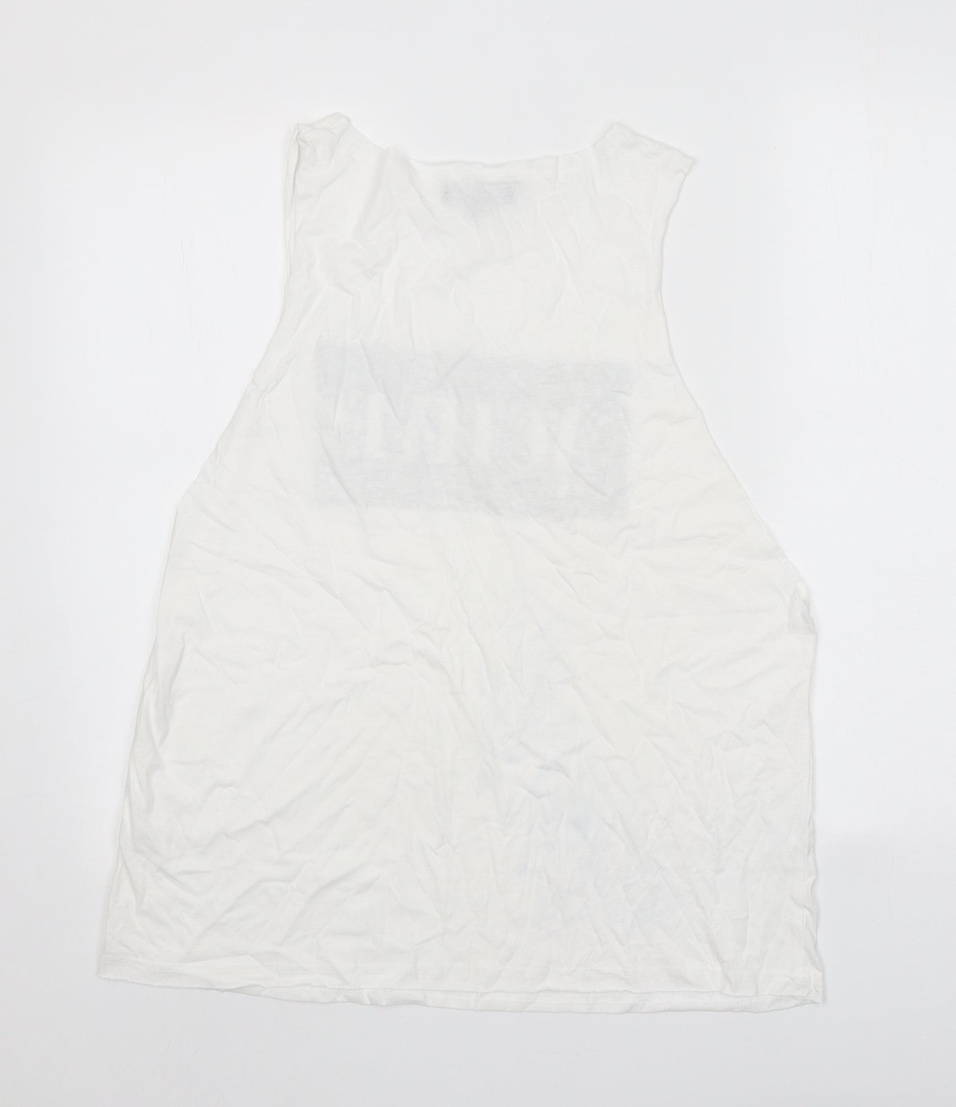 Studio Womens White 100% Cotton Basic Tank Size 12 Scoop Neck - Active