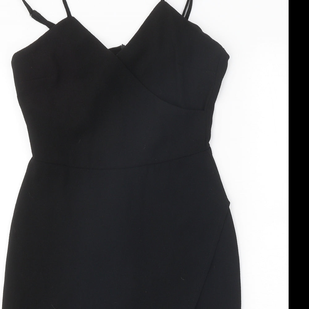 Code Pink Womens Black Polyester Bodycon One Size V-Neck Zip
