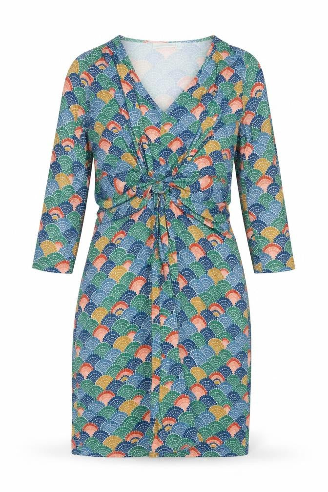 JoJo Maman Bébé Womens Multicoloured Geometric Viscose A-Line Size M V-Neck Pullover