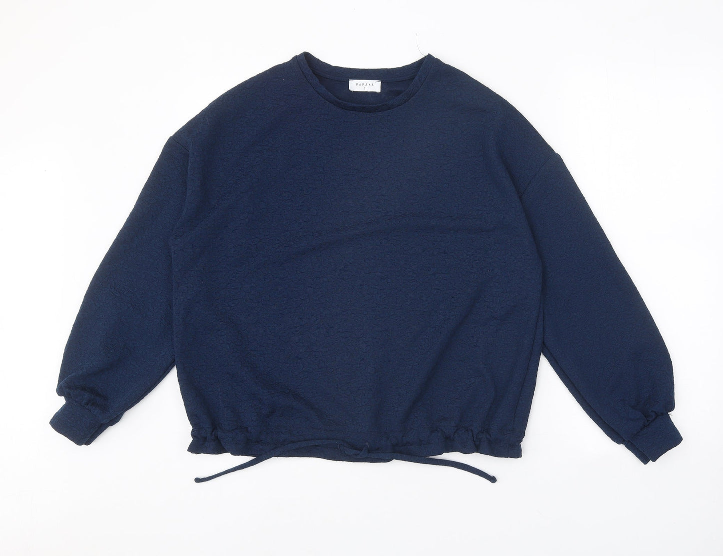 Papaya Womens Blue Round Neck Polyester Pullover Jumper Size S
