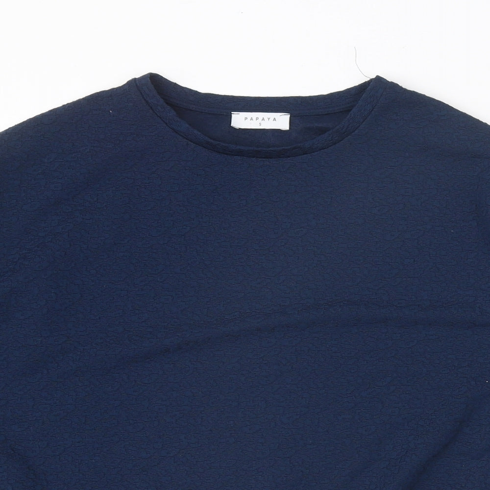 Papaya Womens Blue Round Neck Polyester Pullover Jumper Size S
