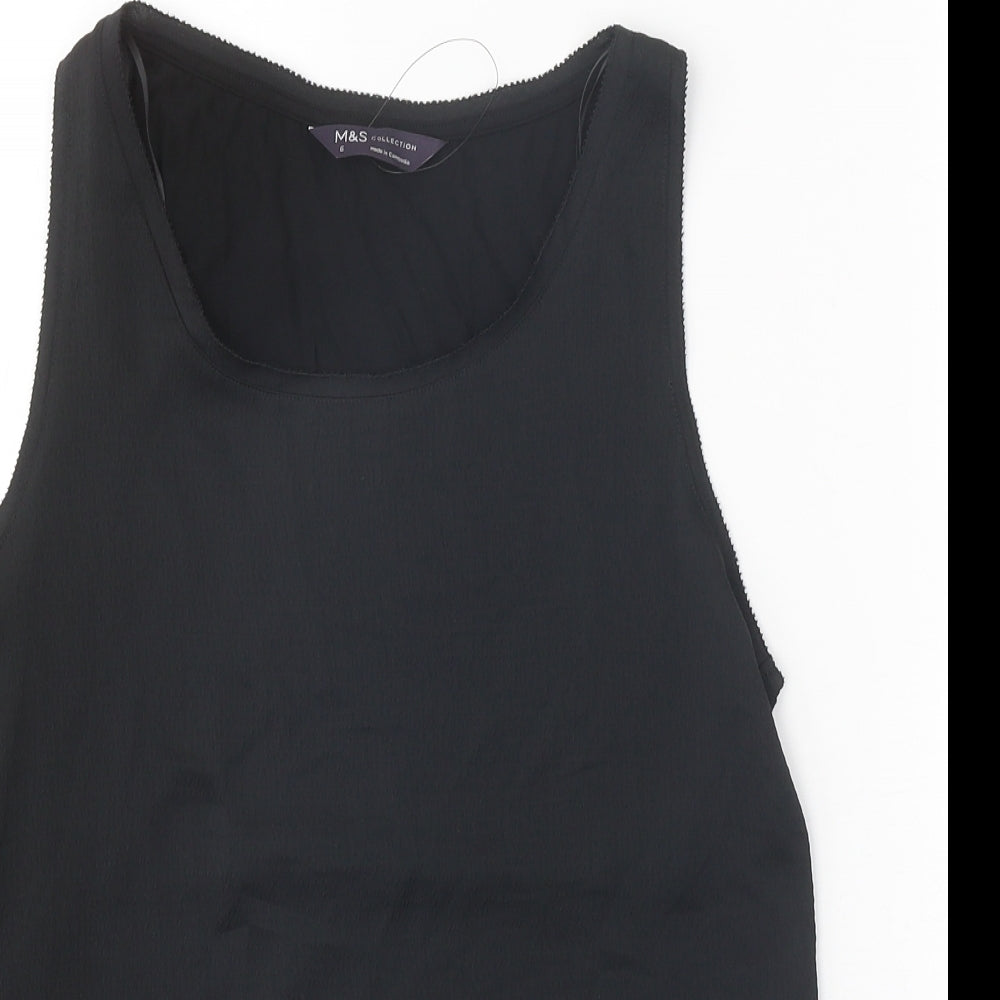 Marks and Spencer Womens Black Polyester Basic Tank Size 6 Scoop Neck