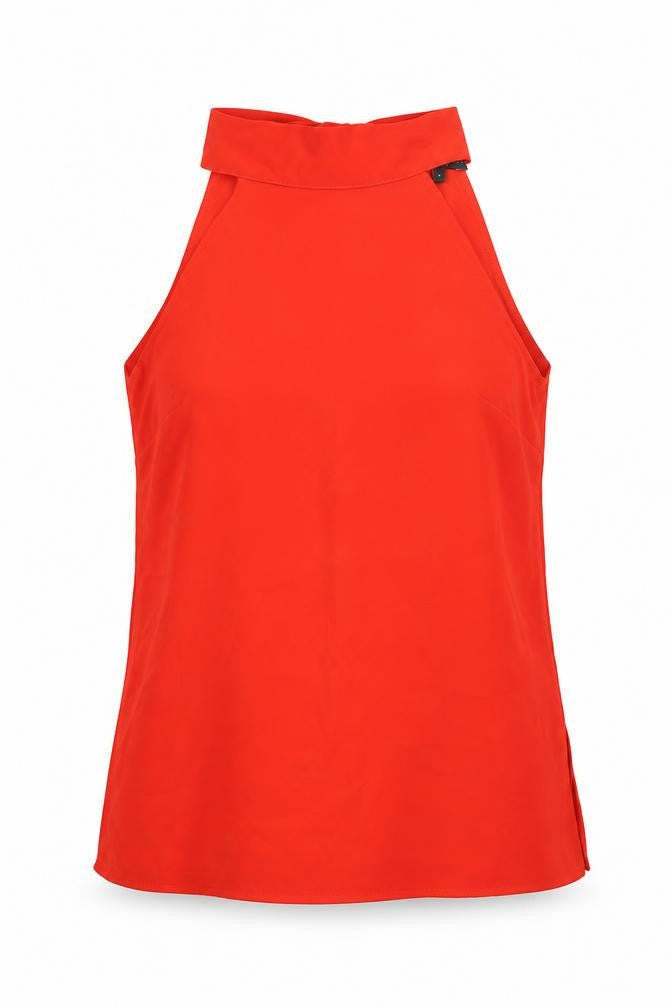 NEXT Womens Red Polyester Basic Blouse Size 6 Halter