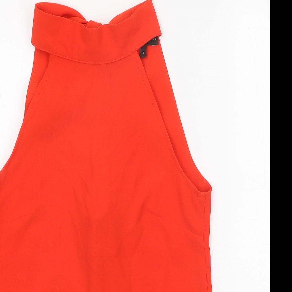 NEXT Womens Red Polyester Basic Blouse Size 6 Halter