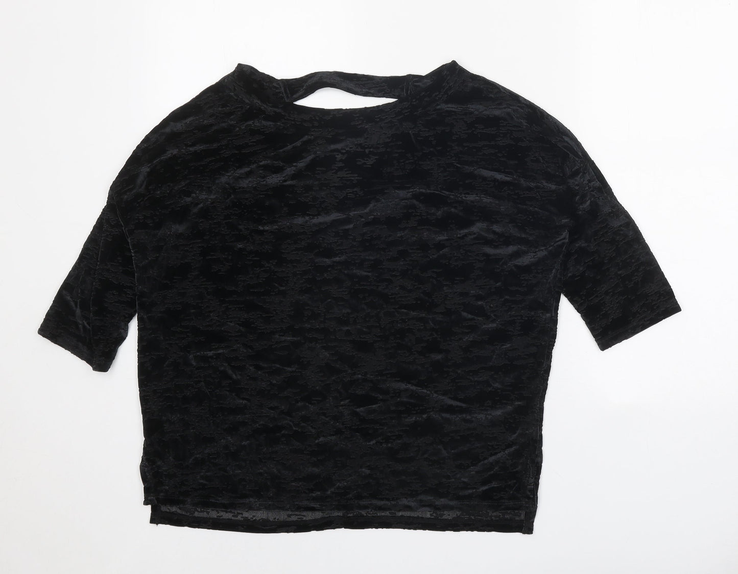 NEXT Womens Black Geometric Polyester Basic Blouse Size 10 Boat Neck