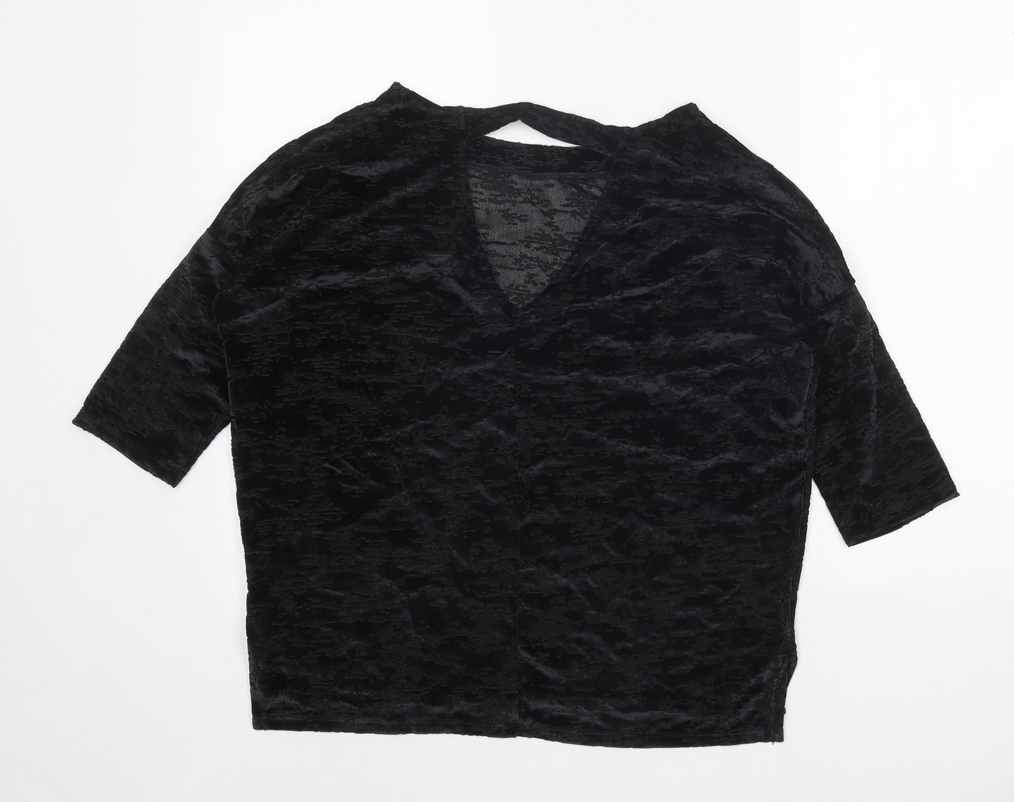 NEXT Womens Black Geometric Polyester Basic Blouse Size 10 Boat Neck