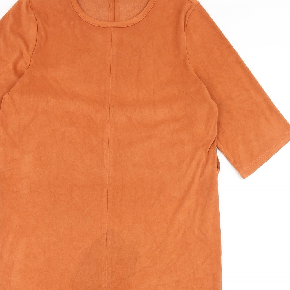 RESERVED Womens Orange Polyurethane A-Line Size XS Round Neck Pullover
