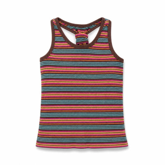 George Girls Brown Striped 100% Cotton Basic Tank Size 7-8 Years Round Neck Pullover