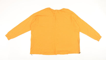 Marks & Spencer Womens Orange Round Neck Viscose Pullover Jumper Size 16