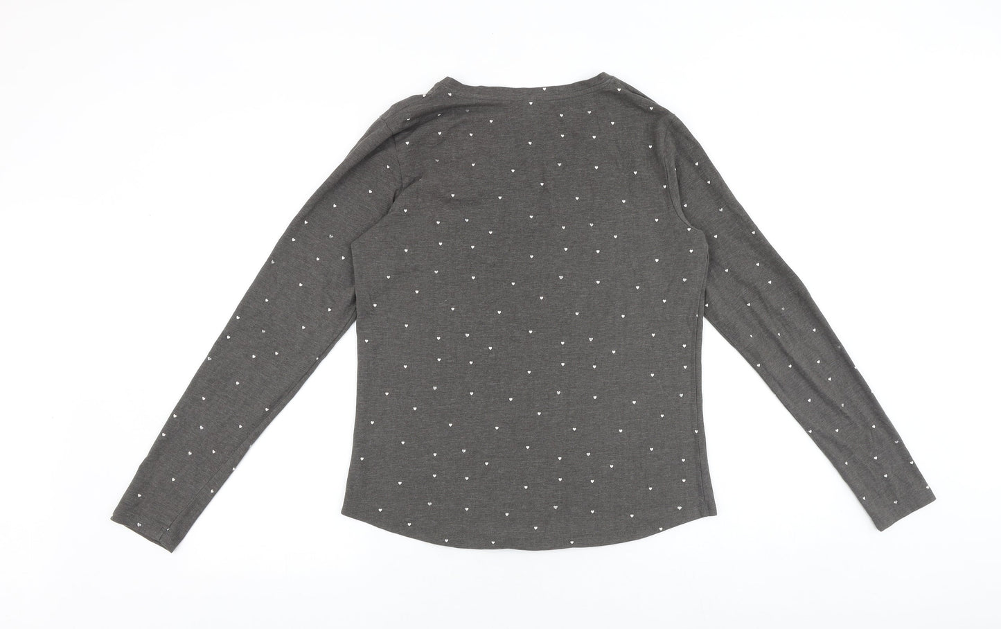 Lindex Womens Grey Geometric 100% Cotton Basic T-Shirt Size S V-Neck - Heart